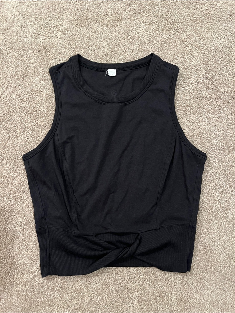 Lululemon cropped cotton ribbed-band tank top black